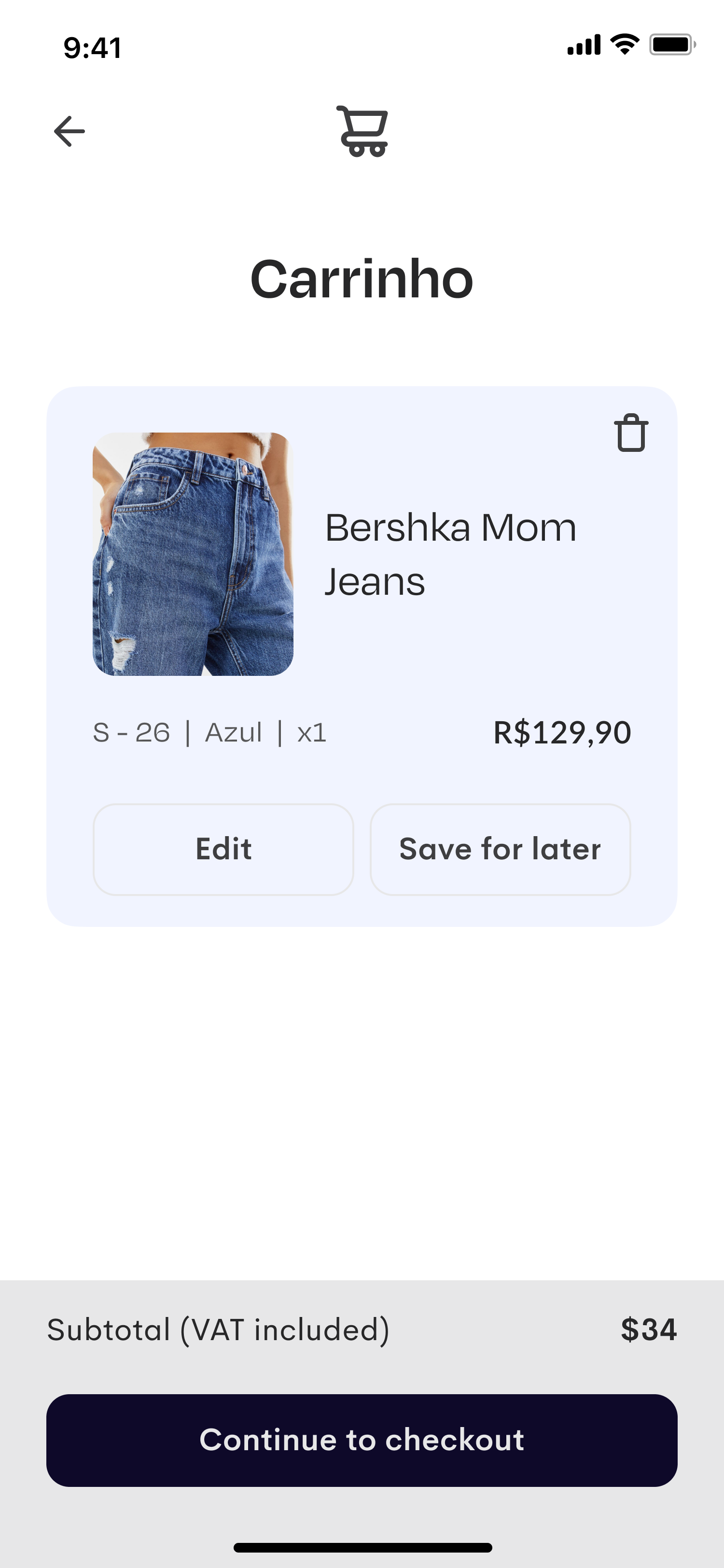 Carrinho de e-commerce